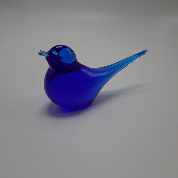 Hand Blown Blue Glass Bird Sculpture Decorative Art Piece Collectible Home Decor - Picture 6 of 12